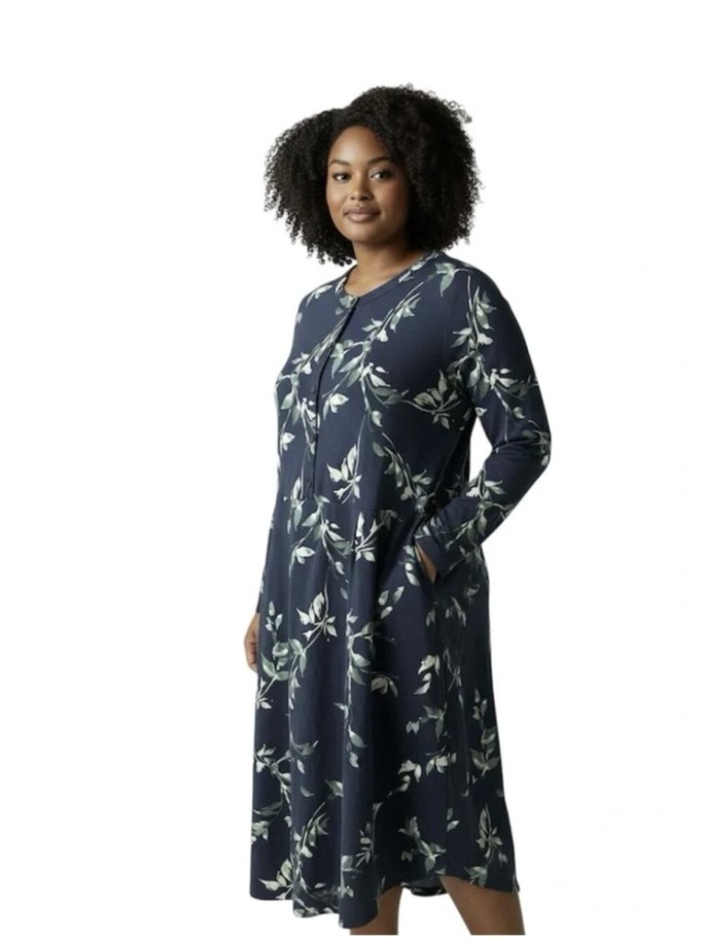 J Jill Pure Jill Printed-knit Midi Dress In Nightingale Painterly Vines Size XL